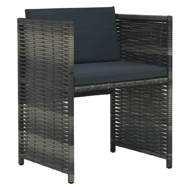  3-tlg. Bistro-Set mit Auflagen Poly Rattan Grau