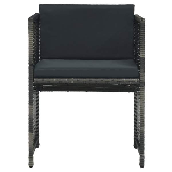  3-tlg. Bistro-Set mit Auflagen Poly Rattan Grau