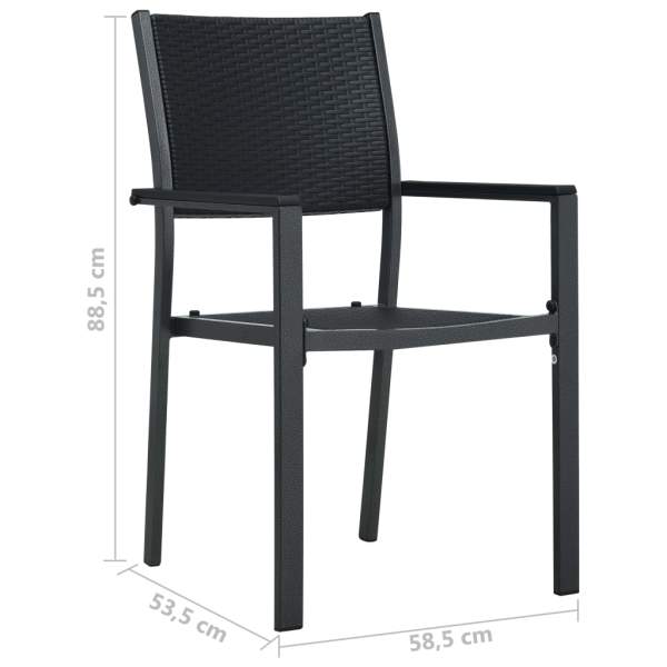  Gartenstühle 4 Stk. Schwarz Kunststoff Rattan-Optik