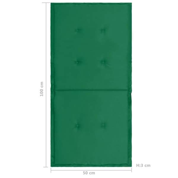  Gartenstuhlauflagen für Niedriglehner 2 Stk. Grün 100x50x3 cm