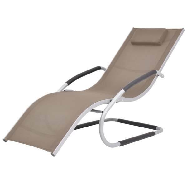  Sonnenliege mit Kissen Aluminium und Textilene Taupe