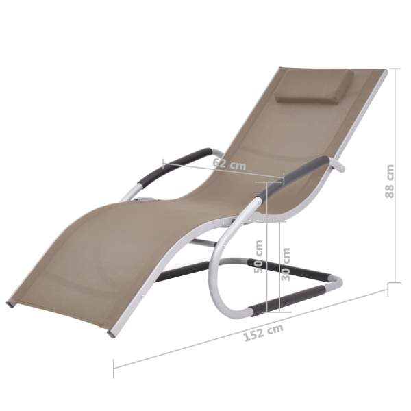  Sonnenliege mit Kissen Aluminium und Textilene Taupe