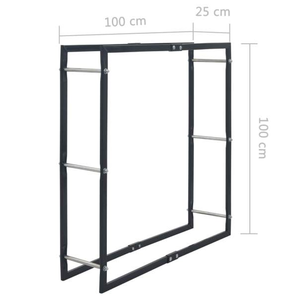 Brennholzregal Schwarz 100×25×100 cm Stahl
