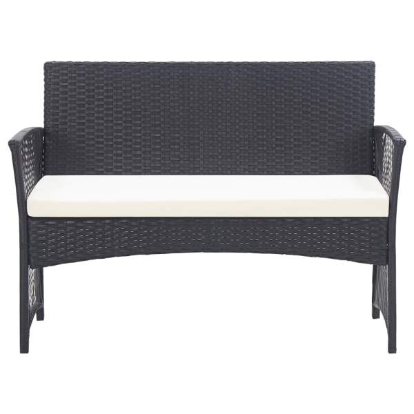  4-tlg. Garten-Lounge-Set mit Auflage Poly Rattan Schwarz