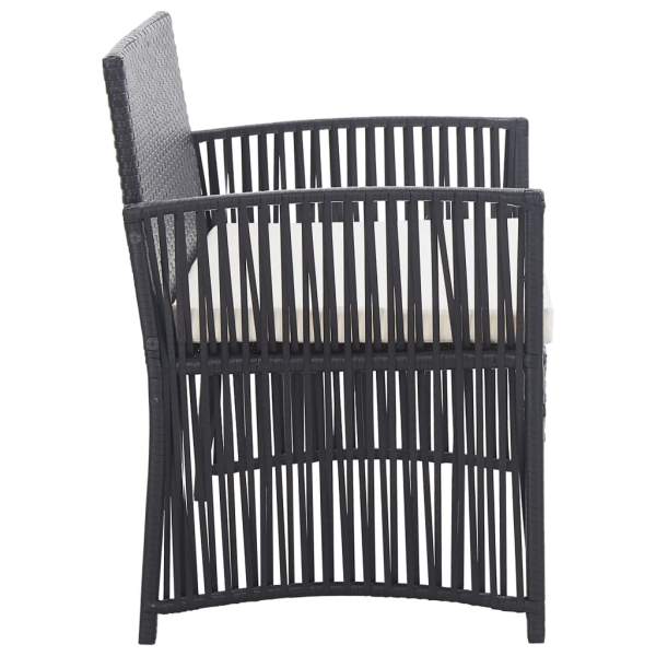  4-tlg. Garten-Lounge-Set mit Auflage Poly Rattan Schwarz