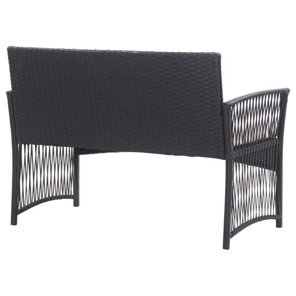  4-tlg. Garten-Lounge-Set mit Auflage Poly Rattan Schwarz