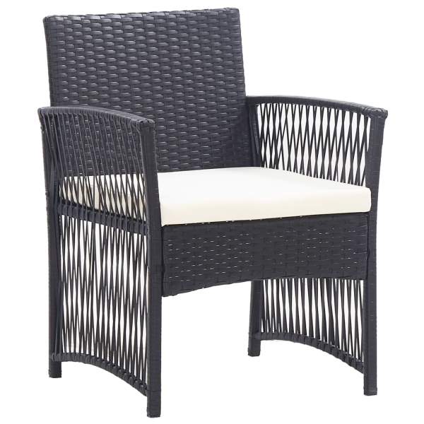  4-tlg. Garten-Lounge-Set mit Auflage Poly Rattan Schwarz