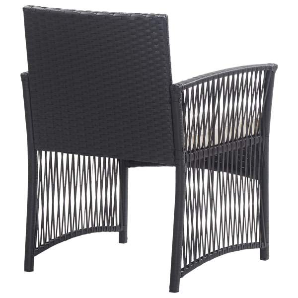  4-tlg. Garten-Lounge-Set mit Auflage Poly Rattan Schwarz