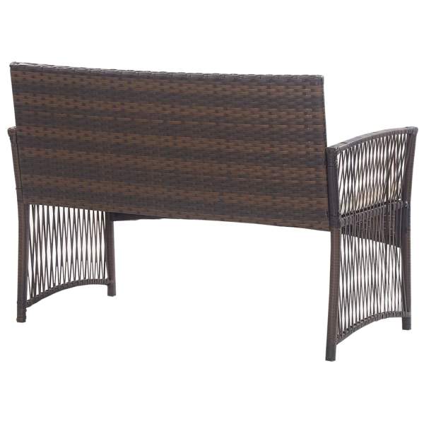  4-tlg. Garten-Lounge-Set mit Auflage Poly Rattan Braun