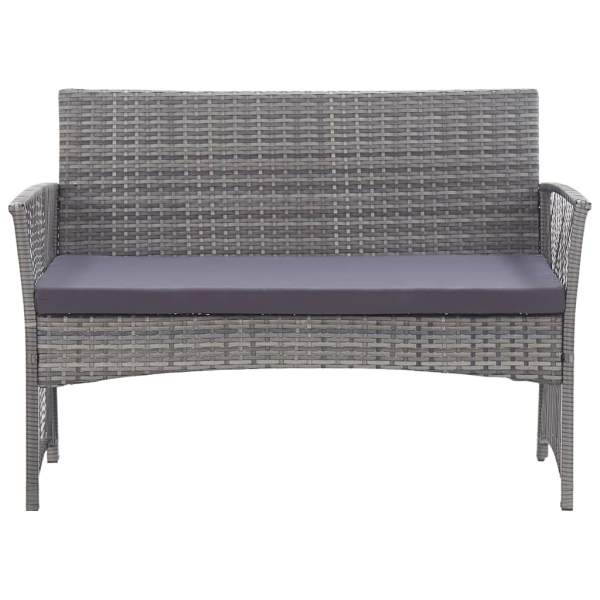  4-tlg. Garten-Lounge-Set mit Auflage Poly Rattan Anthrazit