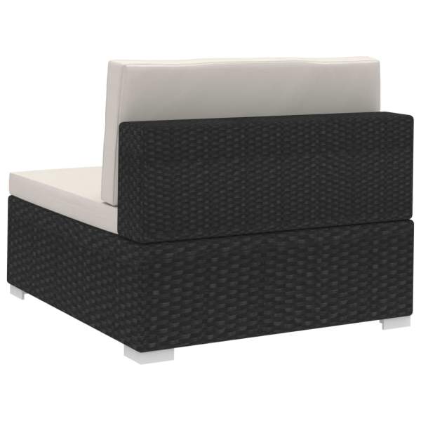 Ecksofas 2 Stk. mit Auflagen Poly Rattan Schwarz