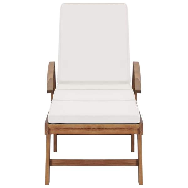  Sonnenliege mit Auflage Massivholz Teak Creme