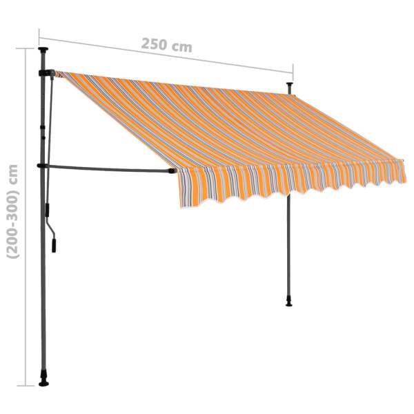  Einziehbare Markise Handbetrieben mit LED 250 cm Gelb und Blau