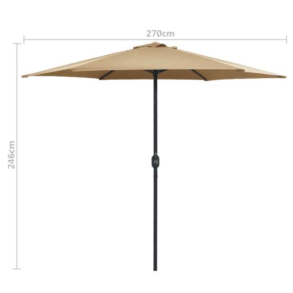  Sonnenschirm mit Aluminium-Mast 270 x 246 cm Taupe