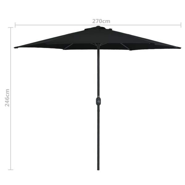  Sonnenschirm mit Aluminium-Mast 270 x 246 cm Schwarz