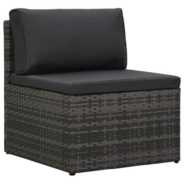  5-tlg. Garten-Sofagarnitur mit Auflagen Poly Rattan Grau