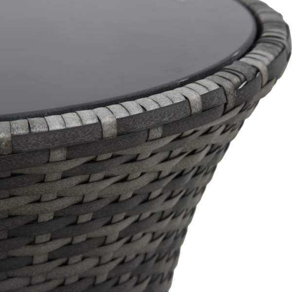  3-tlg. Bistro-Set mit Auflagen Poly Rattan Grau