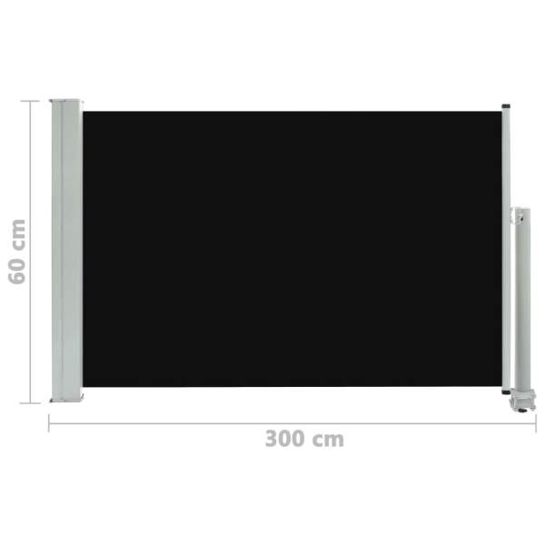  Ausziehbare Seitenmarkise 60×300 cm Schwarz