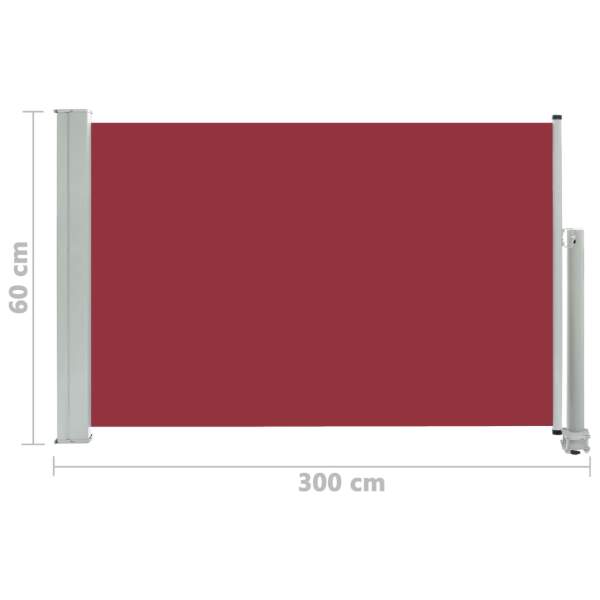  Ausziehbare Seitenmarkise 60×300 cm Rot