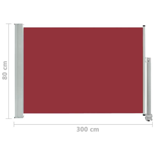  Ausziehbare Seitenmarkise 80×300 cm Rot