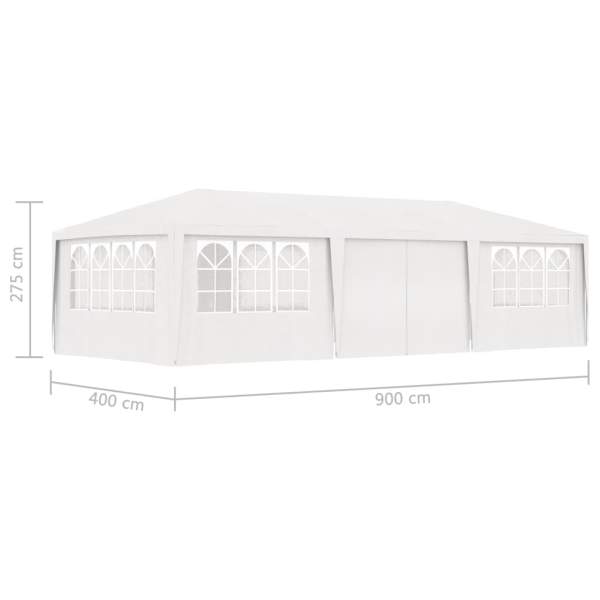  Profi-Partyzelt mit Seitenwänden 4×9 m Weiß 90 g/m²