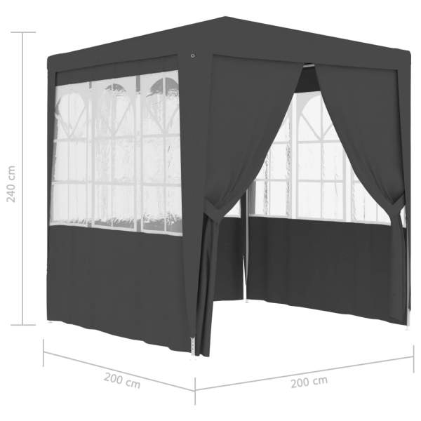  Profi-Partyzelt mit Seitenwänden 2×2m Anthrazit 90 g/m²