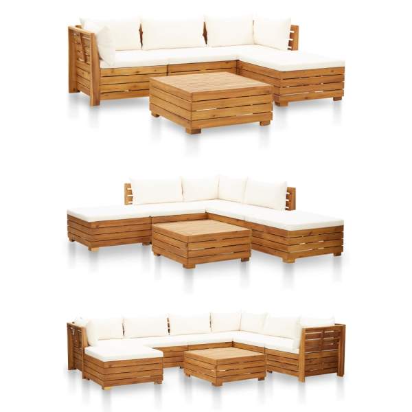  Modular-Sofa-Eckelement 1 Stk. mit Kissen Akazien Massivholz