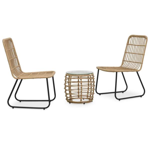  3-tlg. Bistro-Set Poly Rattan Eiche