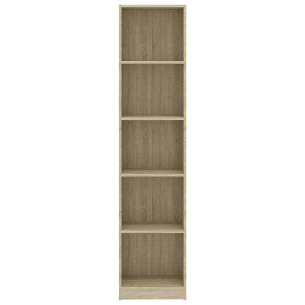  Bücherregal 5 Fächer Sonoma-Eiche 40x24x175 cm Holzwerkstoff