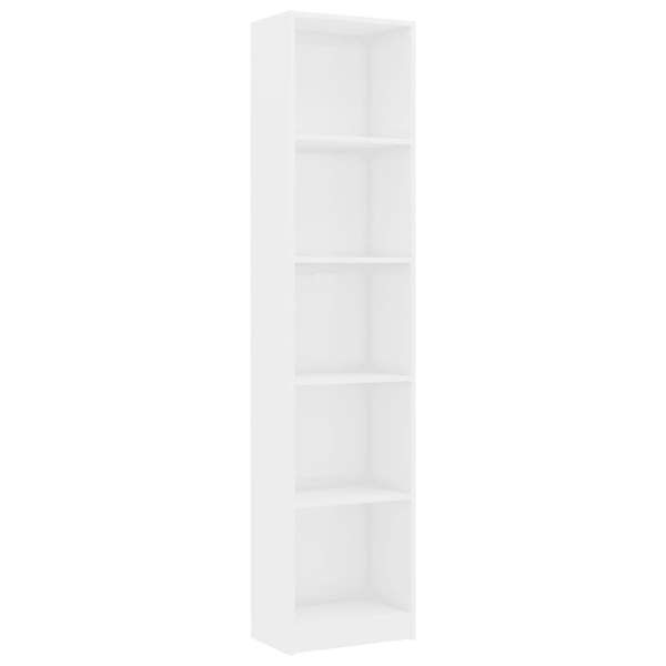  Bücherregal 5 Fächer Hochglanz-Weiß 40x24x175 cm Holzwerkstoff