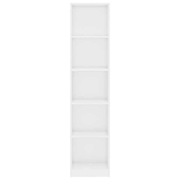  Bücherregal 5 Fächer Hochglanz-Weiß 40x24x175 cm Holzwerkstoff