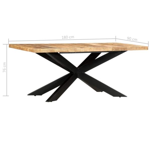  Esstisch 180 x 90 x 76 cm Raues Mango-Massivholz