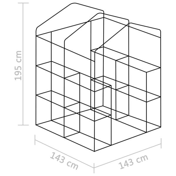  Gewächshaus mit Ablagen Stahl 143x143x195 cm