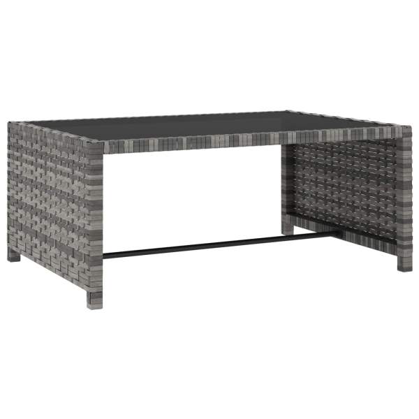  Outdoor-Lehnstühle 2 Stk. mit Tisch Grau Poly-Rattan