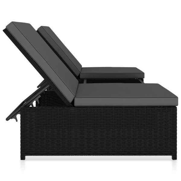  Outdoor-Lehnstühle 2 Stk. mit Tisch Schwarz Poly-Rattan