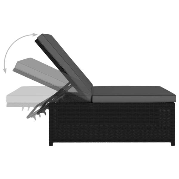  Outdoor-Lehnstühle 2 Stk. mit Tisch Schwarz Poly-Rattan