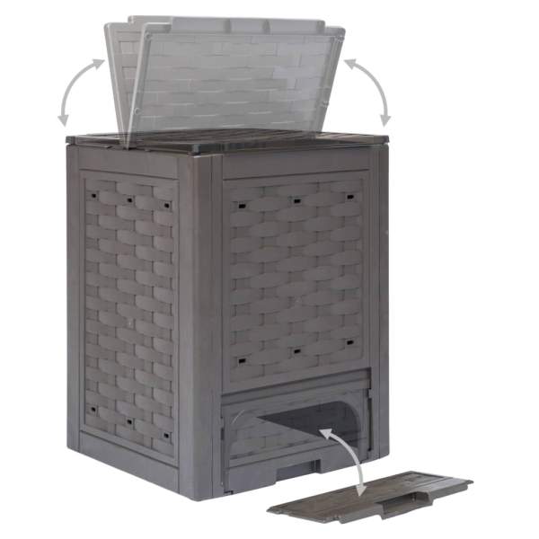  Gartenkomposter 3 Stk. Braun 60x60x83cm 900 L Kunststoff Rattan