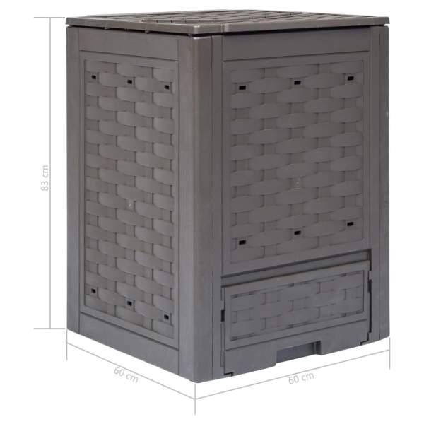  Gartenkomposter 3 Stk. Braun 60x60x83cm 900 L Kunststoff Rattan