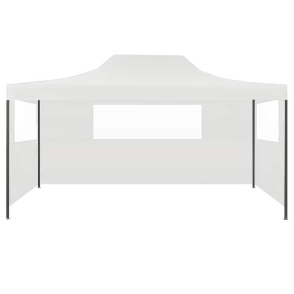  Profi-Partyzelt Faltbar mit 3 Seitenwänden 3×4m Stahl Weiß