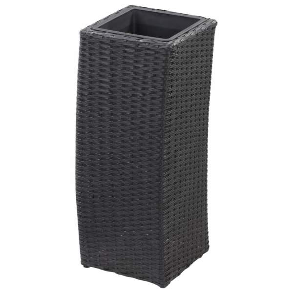  Pflanzkübel 3 Stk. Poly Rattan Schwarz