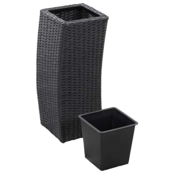  Pflanzkübel 3 Stk. Poly Rattan Schwarz