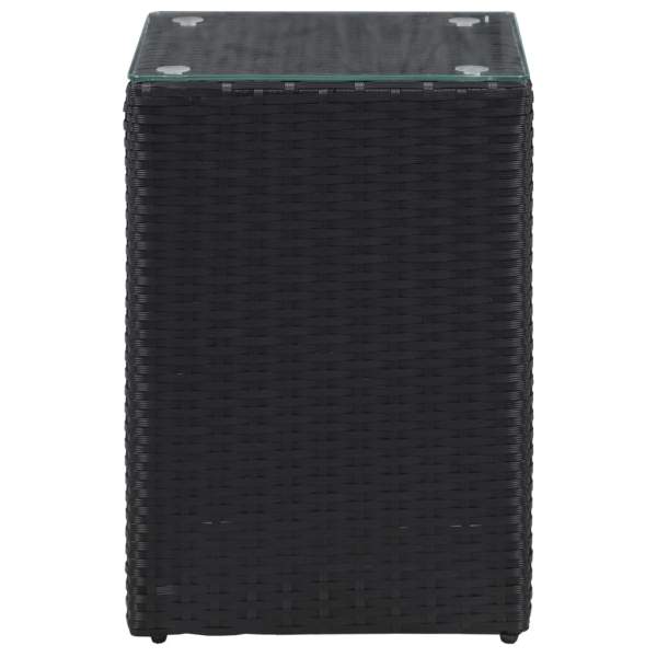  Beistelltische 3 Stk. mit Glasplatte Schwarz Poly Rattan