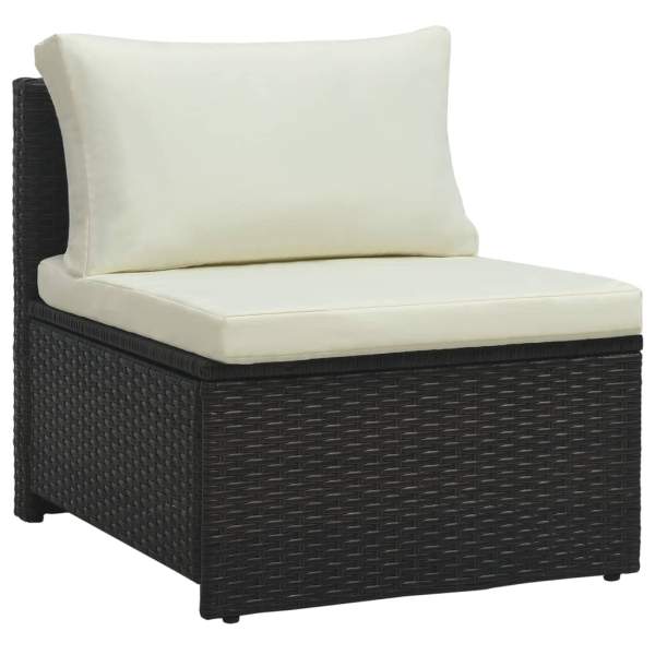  6-tlg. Garten-Lounge-Set mit Auflagen Poly Rattan Schwarz