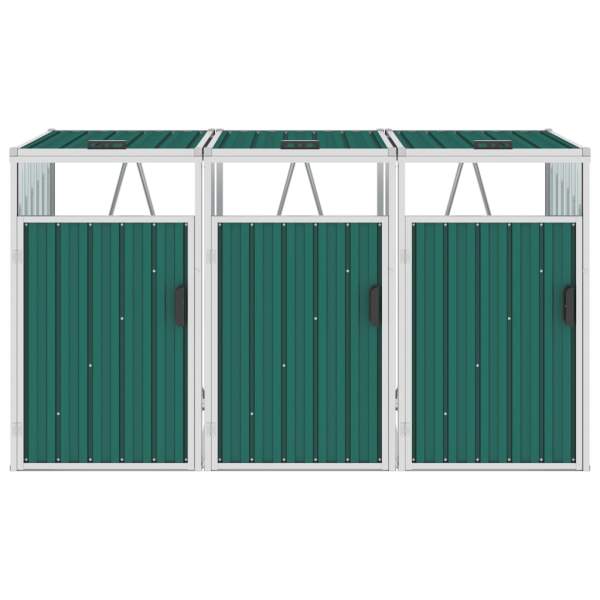  Mülltonnenbox für 3 Mülltonnen Grün 213 x 81 x 121 cm Stahl