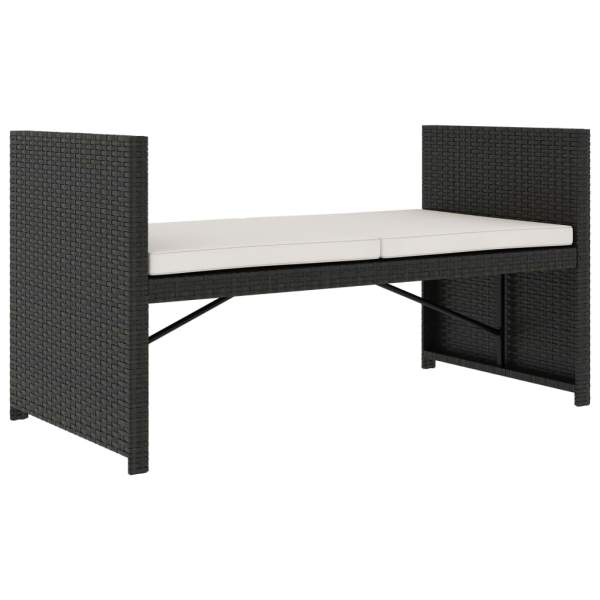  5-tlg. Garten-Lounge-Set mit Auflagen Poly Rattan Schwarz