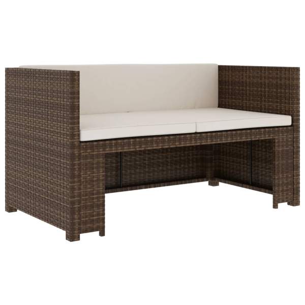  5-tlg. Garten-Lounge-Set mit Auflagen Poly Rattan Braun