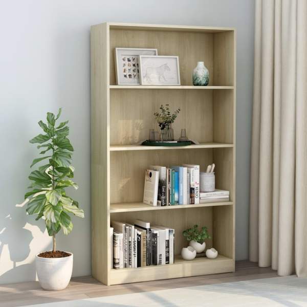  Bücherregal 4 Fächer Sonoma-Eiche 80x24x142 cm Holzwerkstoff