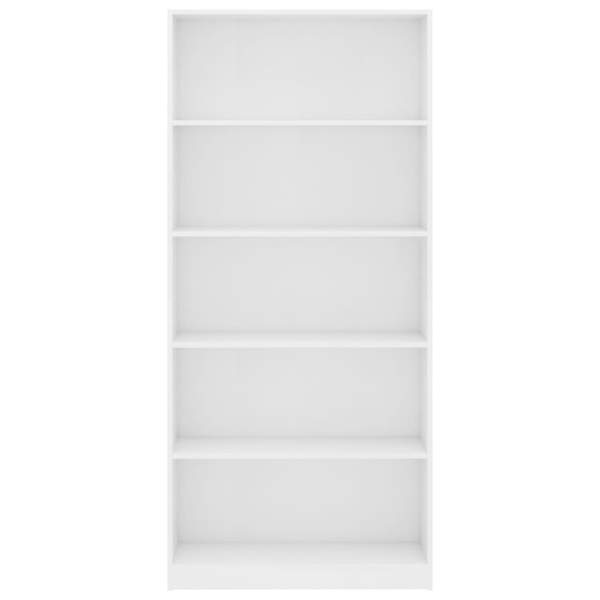  Bücherregal 5 Fächer Weiß 80x24x175 cm Holzwerkstoff