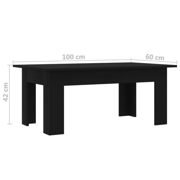  Couchtisch Schwarz 100x60x42 cm Holzwerkstoff