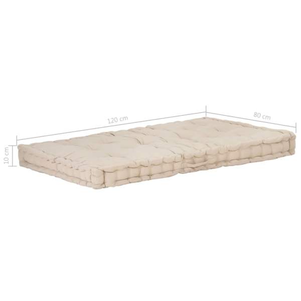  Palettenkissen Baumwolle 120×80×10 cm Beige